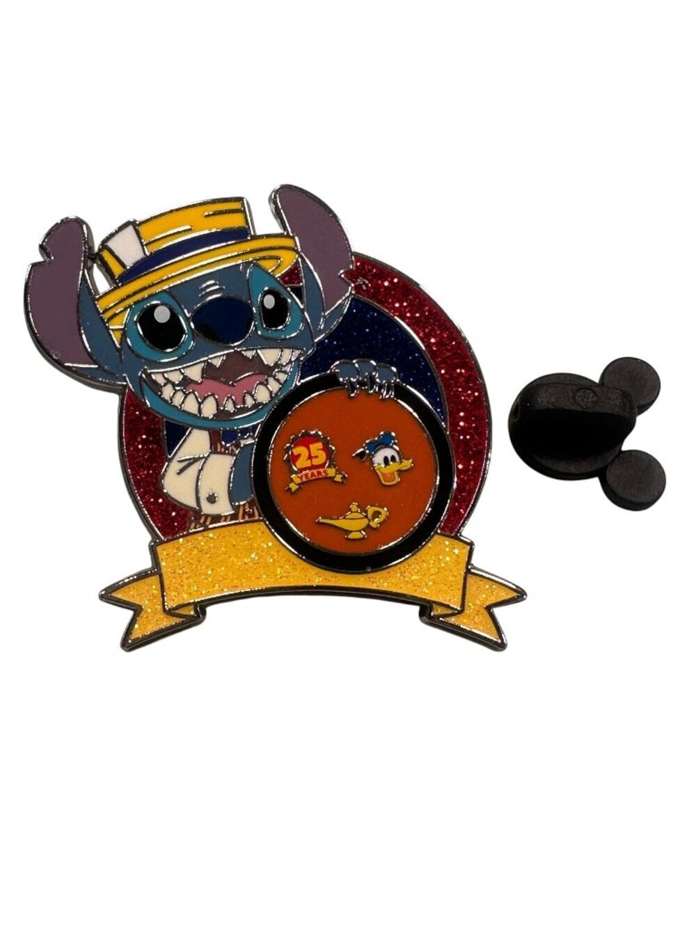 Disney Stitch 25th Anniversary Trading Pin Board Donald Hat Badge